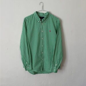 Ralph Lauren Green And White Gingham Oxford Boys Extra Large (18-20)